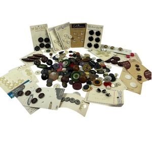 100+ VTG Lot Sewing Miscellaneous Buttons on Cards Assorted Colors Metals Sizes